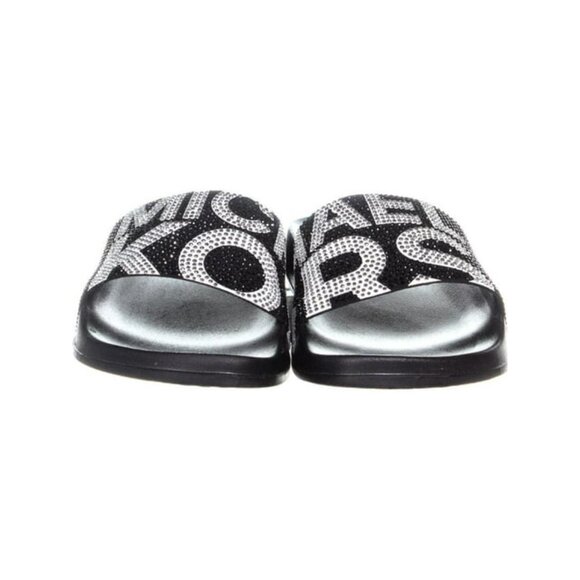 Michael Kors Gilmore Slide Sandals Black & White Crystals Womens NEW NO BOX - Picture 10 of 11